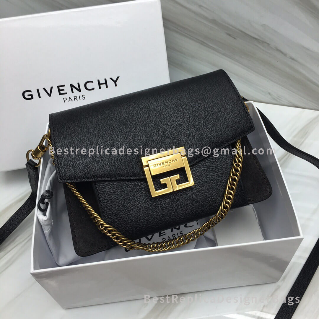 Givenchy Small GV3 Bag In Black Goatskin And Suede GHW 29999-1